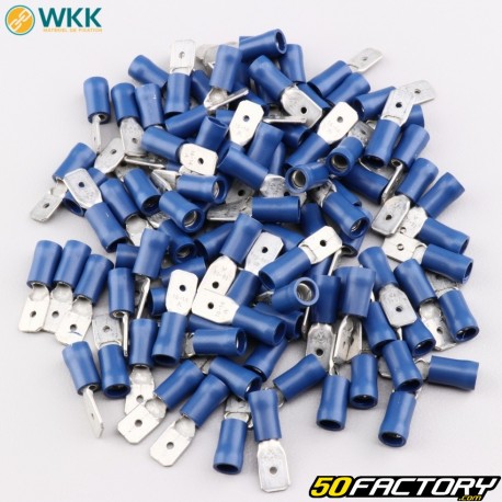 Insulated male flat terminals 0.8x6.4 mm WKK blue (pack of 100)