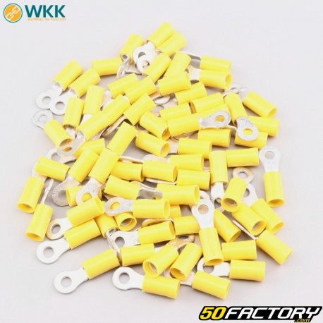 Cosses à œillet isolées Ø4.3 mm WKK jaunes (lot de 100)