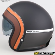 Casque jet Nox Next Traker noir mat, marron et orange