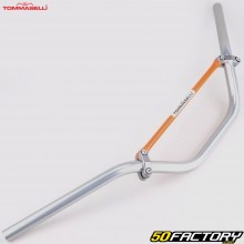 Guidon enduro vintage alu Ø22 mm Tommaselli argent avec barre orange