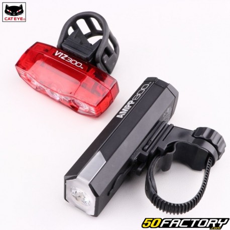 Front and rear rechargeable LED bicycle lights Cateye AMPP800, VIZ300