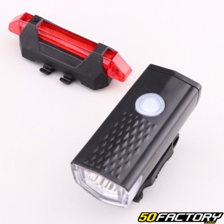 Front and rear rechargeable LED bike lights (4 functions)