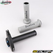 Complete throttle grip with black and gray perforated covers Domino A010