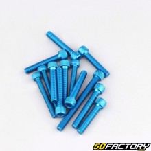 Hardware de la carcasa del embrague, tapa de la bomba de agua y tapa de la bomba de aceite Derbi Euro  XNUMX, XNUMX TNT Tuning azul (kit)