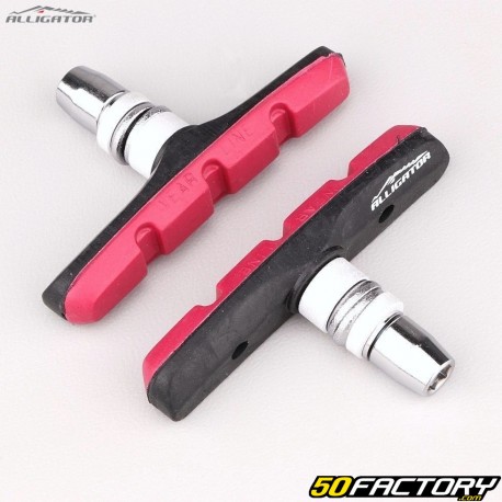 Pastilhas de freio simétricas para bicicleta V-Brake 70 mm vermelho jacaré (com roscas)