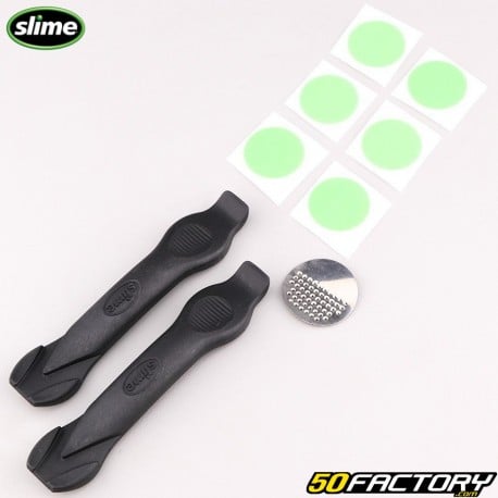 Kit de reparo de câmara de ar de bicicleta (alavancas de pneus, remendos) Slime