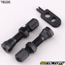 Valves de pneus tubeless Schrader 44 mm vélo Vélox noires (lot de 2)