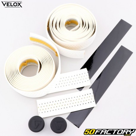 Fitas de guiador de bicicleta perfuradas Velox Soft Grip brancos