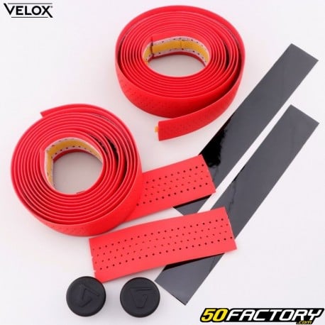 Cintas de manillar de bicicleta perforadas Velox Soft Grip rojo