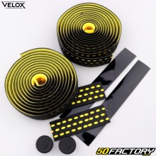 Cintas de manillar de bicicleta perforadas Velox Bi-Color negro y amarillo