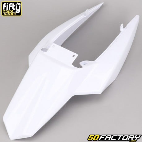 Coque arrière FACTORY blanc Derbi Senda DRD Xtreme, Smt, Rcr