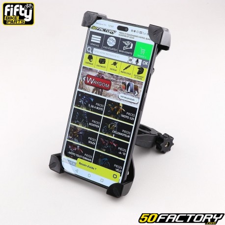 Smartphone and G SupportPS on bicycle handlebars Fifty bikeparts