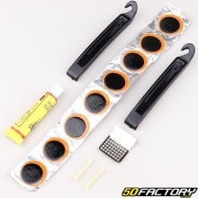 Bicycle inner tube repair kit (tire levers, patches and glue)