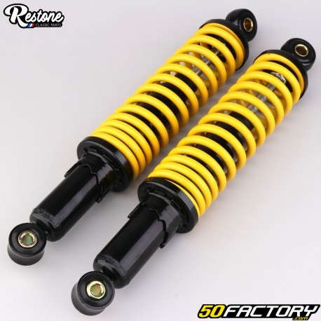 XNUMXmm adjustable rear shock absorbers Peugeot  XNUMX, MBK XNUMX and Motobecane Restone  black and yellow