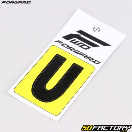 Sticker lettre U pour plaque de BMX Forward 4 cm noir (homologué FFC)