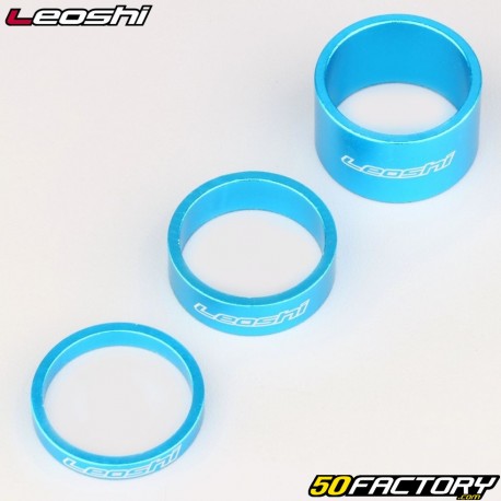 Entretoises de pivot de direction vélo 1" 1/8 Leoshi bleues (lot de 3)