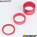 Entretoises de pivot de direction vélo 1" 1/8 Leoshi rouges (lot de 3)