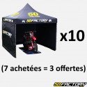 10 tentes paddock 50 Factory 3x3m noires (avec cloisons) (7 + 3)