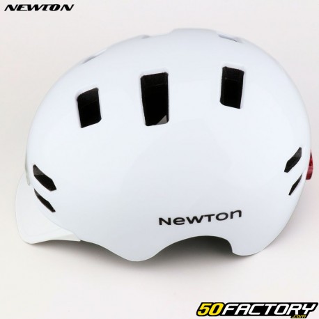 Casco de bicicleta Newton con luces integradas. City blanco brillante