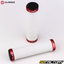 Clarks White and Red Lock-On Bike Grips