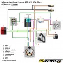 Chicote de fios elétricos Peugeot 103 SPX,  RCX, Clipe... idêntico ao original (saída de 5 fios, plugue branco original) Restone