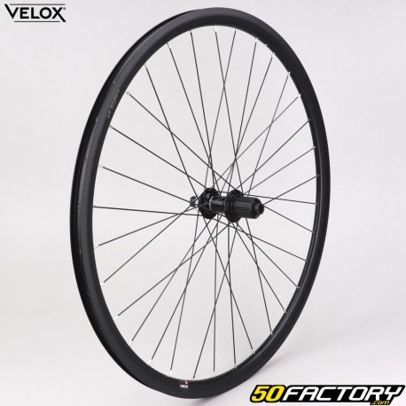 Roue arrière vélo 700 (19-622) pour cassette 9/10/11V Vélox Mach1 Gravel 19 TLR Centerlock alu noire (à axe traversant)