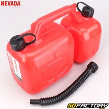 Tanica carburante doppia in plastica da 5L+2L con beccuccio versatore rosso Nevada