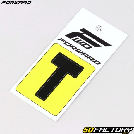 Adesivo letra T para placa BMX Forward 4 cm preto (aprovado pela FFC)