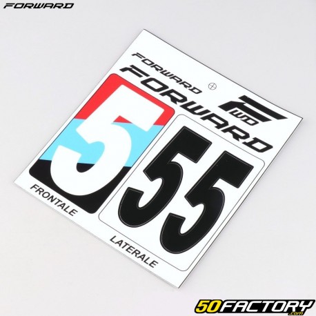 Adesivi numero 5 per piastre BMX Forward bianche e nere (approvati FFC) (set da 3)