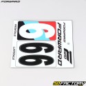 Adesivos número 6 para placas BMX Forward brancas e pretas (aprovadas pela FFC) (conjunto de 3)