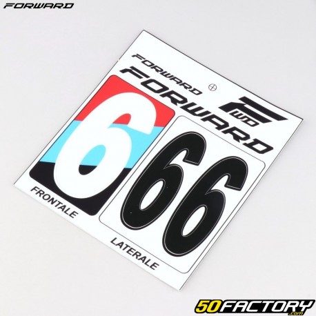 Adesivos número 6 para placas BMX Forward brancas e pretas (aprovadas pela FFC) (conjunto de 3)