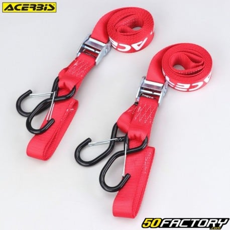 Correas de amarre de 2 m con ganchos Acerbis rojo (paquete de 2)