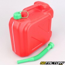 XNUMXL red plastic fuel jerrycan with green spout