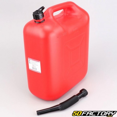 XNUMXL red plastic fuel jerrycan with black spout