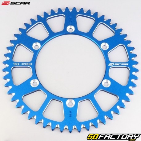 Rear sprocket XNUMX aluminum teeth XNUMX Gas Gas  EC XNUMX, Husqvarna TC XNUMX... Scar  (anti-mud) blue