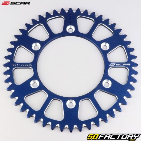 Couronne 48 dents alu 520 KTM SX, SX-F, EXC, Gas Gas MC-F... Scar (anti-boue) bleue