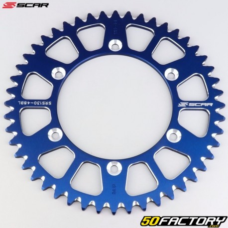 Rear sprocket 48 aluminum teeth 520 Yamaha YZ 125, YZF 250, 450 ... Scar (anti-mud) blue