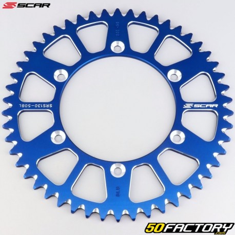 Corona 50 denti in alluminio 520 Yamaha YZ 125, YZF 250, 450 ... Scar (anti-fango) blu