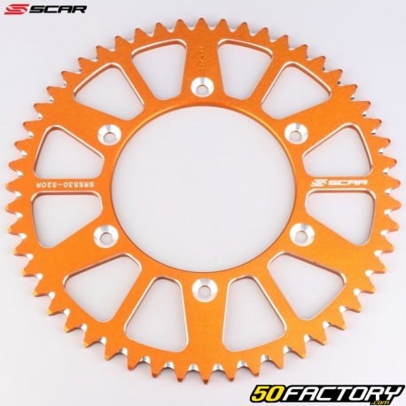 Corona 52 denti alluminio 520 KTM SX, SX-F, EXC, Gas Gas MC-F... Scar (anti-fango) arancione