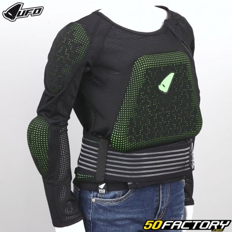 Children&#39;s long-sleeved MTB cycling protective jersey UFO Centurion Kid BV1 Bodyguard Black &amp; Green (CE Approved)