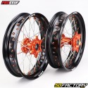 Jantes Supermoto KTM SX-F 250, 350, 450... (2013 - 2024), EXC, EXC-F 300, 500 (2016 - 2024) Prostuf noires moyeux oranges