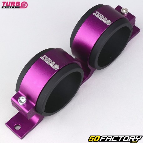 Support aluminium pour double pompe type Bosch 044 Ø60 mm Turbo Works violet