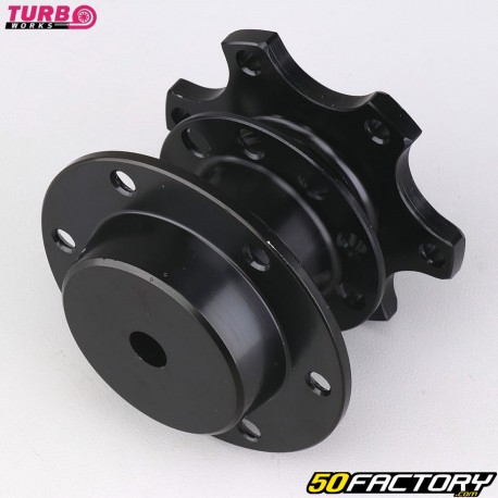 Cubo de volante retráctil con seis orificios y liberación rápida para atornillar Turbo Funciona negro