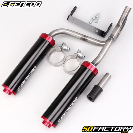 Double outlet leak tube Rieju  MRT Gencod GRD Twin with black and red Copa silencers (body kit) Leovince)