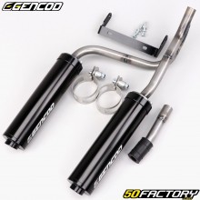 Double outlet leak tube Rieju  MRT Gencod GRD Twin with black Copa silencers (kit for KRM body)